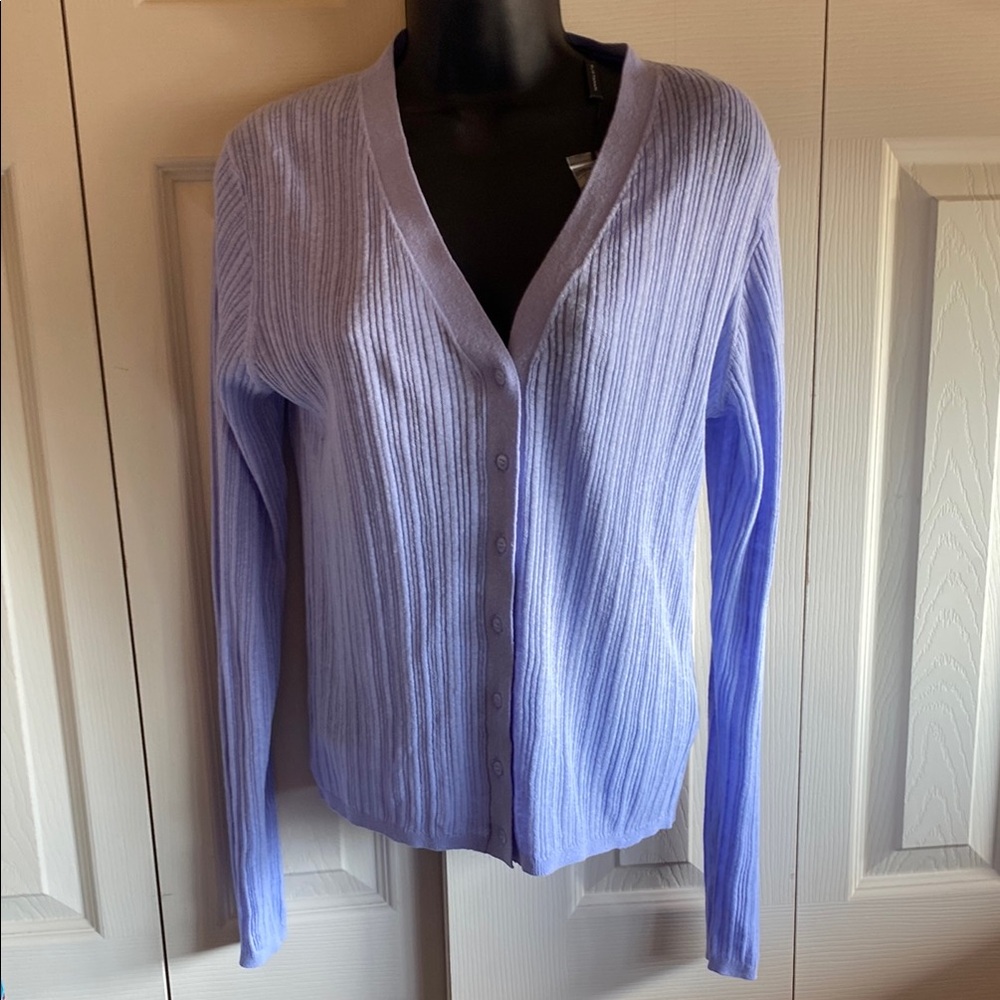 Elie Tahari NWT Long Sleeve Vneck Linen-Cotton Blend Top size medium